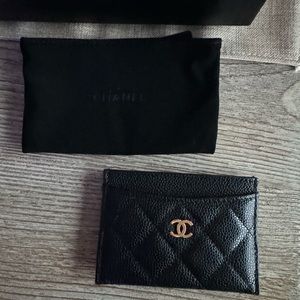 CHANEL caviar black and gold slim cardholder case RELIST